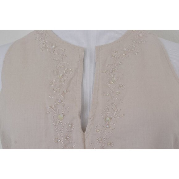 Vintage Linen/Cotton‎ Embroidered Tunic Blouse - Picture 9 of 10